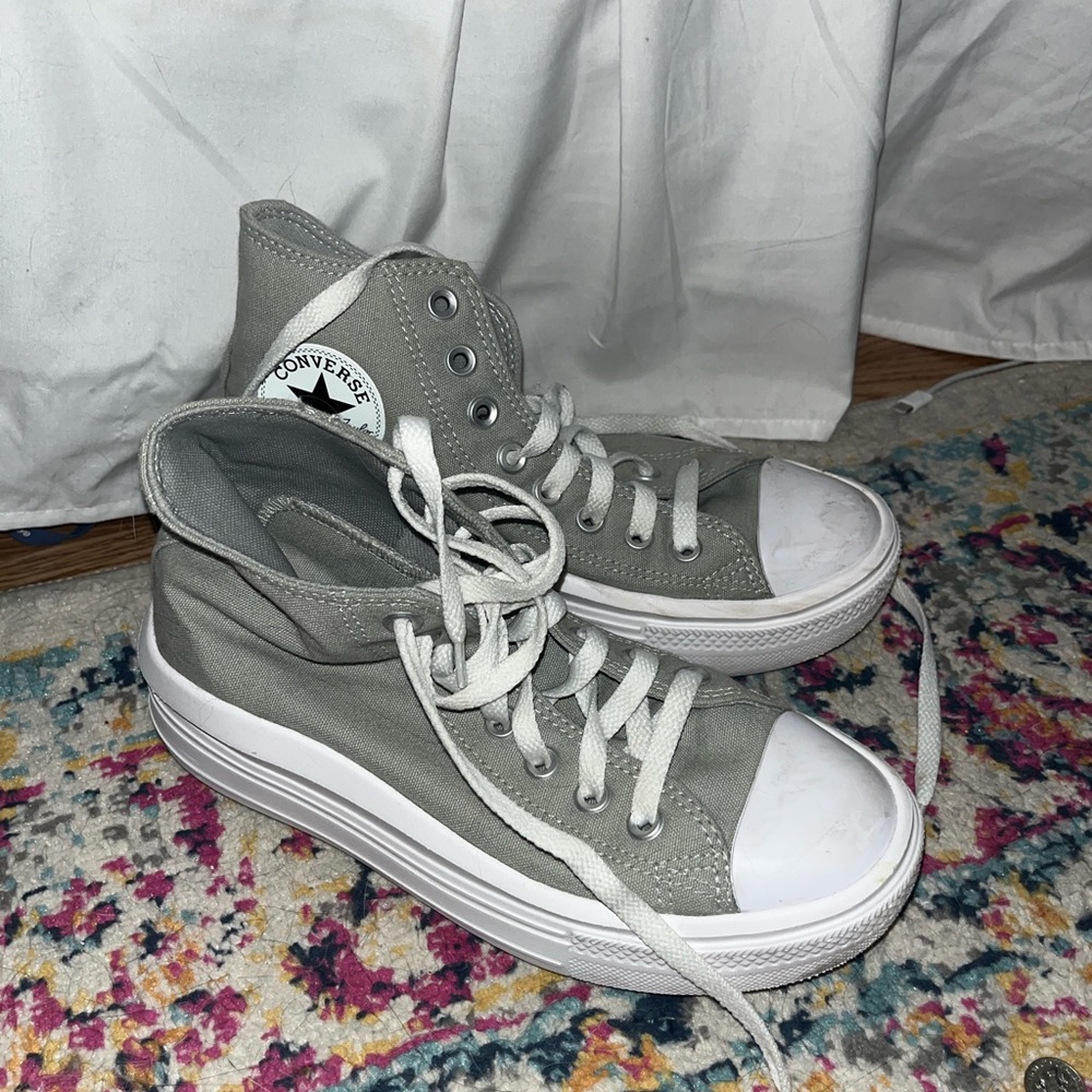 sage green platform converse-color no longer sold. worn once, like new condition
